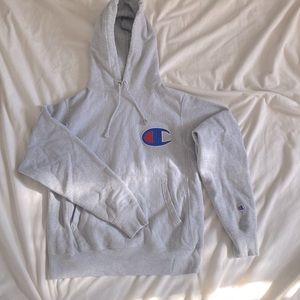 reverse weave big C logo gray hoodie